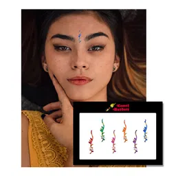 Comet Busters 6 Pcs Multicoloured Curved Shape Stone Studded Bindi image 1