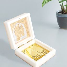 Golden Peacock White 24 CT Gold Polished Ram Darbar Prayer Box-42