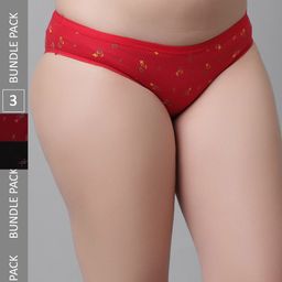KEX Women Pack Of 3 Floral Printed Cotton Hipster Briefs-picture-15