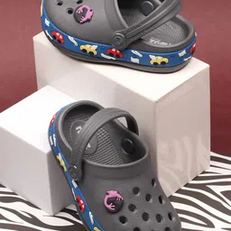 NEOZ Boys Grey & Blue Rubber Clogs-39