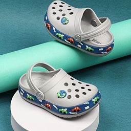 NEOZ Boys Grey & Blue Rubber Clogs-42