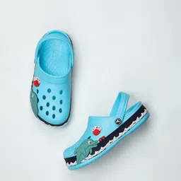 ABROS Unisex Kids Blue & White Printed Rubber Clogs-50