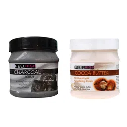 FEELHIGH Set Of Charcoal Scrub & Coca Butter Cream - 500ml Each-17