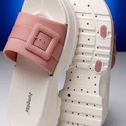 JUMPLITE Women Open Toe Block with Laser Cuts Sandals Heels-18
