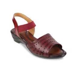 Mochi Textured Leather Wedge Heels with Laser Cuts-12