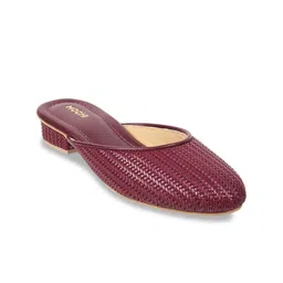Mochi Woven Design Block Mules With Open Back-20