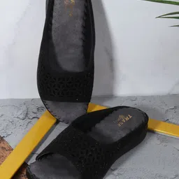 TRASE Women Printed Open Toe Flats with Laser Cuts-0