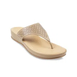 Mochi Women Textured T-Strap Flats with Laser Cuts-picture-8