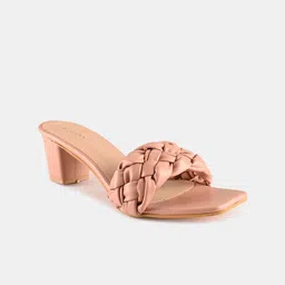 BuckleUp Tan Textured Block Mules image 5