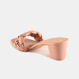 BuckleUp Tan Textured Block Mules image 2