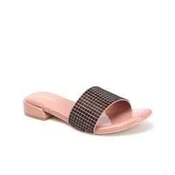 Anouk Embellished PU Block Sandals with Laser Cuts image 3