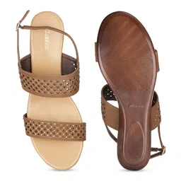 Bata Textured Open Toe Wedge Heels image 3