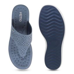 Metro Open Toe T-Strap Flats with Laser Cuts image 2