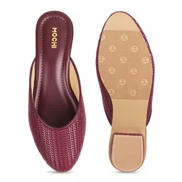 Mochi Woven Design Block Mules With Open Back image 4