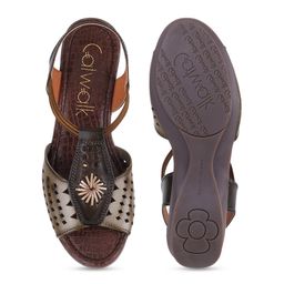 Catwalk Textured Open Toe Flats With Backstrap Laser Cuts image 4