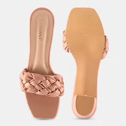 BuckleUp Tan Textured Block Mules image 4