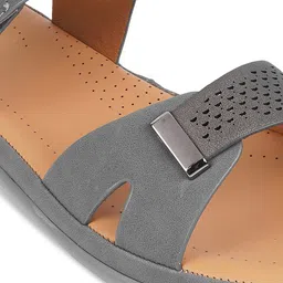 Mochi Textured Backstrap Suede Open Toe Flats image 3