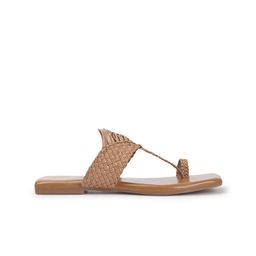 Anouk Beige Textured Open Toe Flats image 2