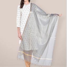 Dupatta Bazaar Women Silver-Toned & Gold-Toned solid Dupatta-image-69