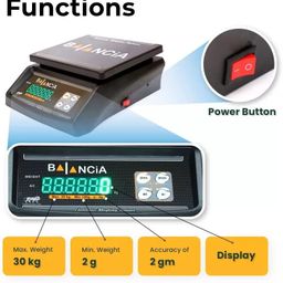 nac global: it's exactly what you need Nac Global® Electric Compact Scale With dual LED Display, Weighing Double Display with Heavy Duty Weight Machine For Kitchen Shop Power Adapter electronic weighing scale Made In India 30kg with 2gm accuracy (Black) image 2