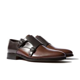 Rapawalk Brown & Coffee Brown Handcrafted Standard Width Leather Monks-image-70