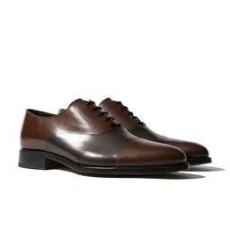 Rapawalk Coffee Brown & Brown Handcrafted Standard Width Leather Oxfords-image-90