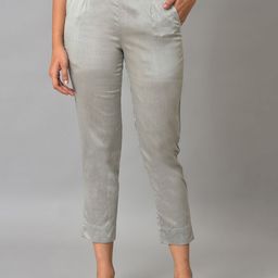 AURELIA Women Grey Slim Fit Pleated Trousers-image-35