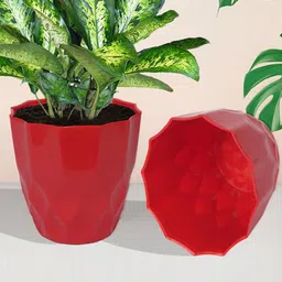 Kuber Industries Red 6 Pieces Planter Pot-75