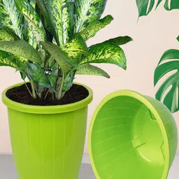 Kuber Industries 6 Pieces Green Textured Flower Pots-31