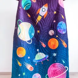 Zookeeper Blue & Pink Printed 120 GSM Single Bed Quilt-image-0