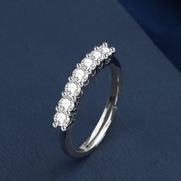 Jewels Galaxy Silver-Plated Stone-Studded Adjustable Ring-image-26