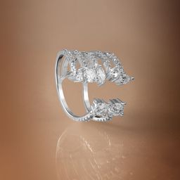 Rubans Rhodium Plated Cubic Zirconia Studded Adjustable Finger Ring-78