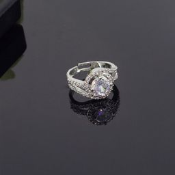 PRIVIU Rhodium-Plated AD Studded Adjustable Ring-image-56
