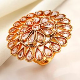 ZENEME Gold-Plated & AD Stone-Studded Finger Ring-5