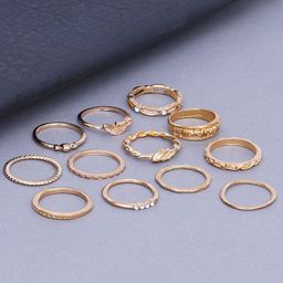 KARATCART Set Of 12 Gold-Plated Finger Rings-image-42