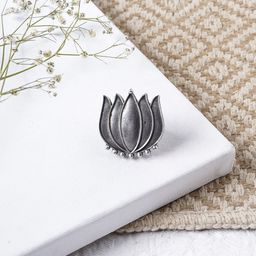 TEEJH Silver-Plated Oxidized Silver Finger Ring-25