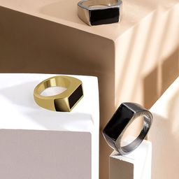 Yellow Chimes Set Of 3 Rectangular Shaped Finger Rings-74