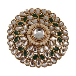 Jazz and Sizzle Gold Plated Kundan Studded Adjustable Finger Ring image 2