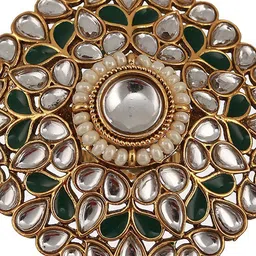Jazz and Sizzle Gold Plated Kundan Studded Adjustable Finger Ring image 4