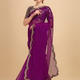 Sangria Cutwork Organza Designer Zari Saree-image-58