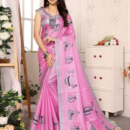 KALINI Kalamkari Saree With Blouse Piece-picture-31