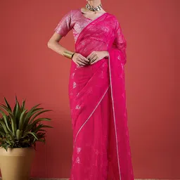 Anouk Sequinned Pure Chiffon Saree-image-26