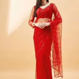 all about you Embellished Sequinned Net Saree image 1