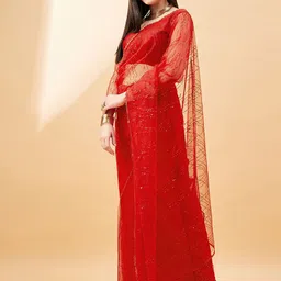 all about you Embellished Sequinned Net Saree image 2