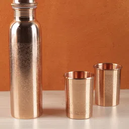 MARKET99 Copper-TonedCopper Bottle With Tumbler Set-image-40