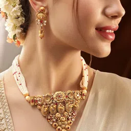 Rubans Women Gold Plated & Beaded Jewellery Set-16