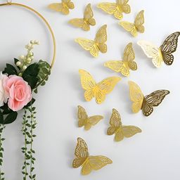 Jaamso Royals Brown 12 Pcs Textured 3D Butterfly Wall Stickers-9