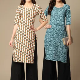 KALINI Women Multicoloured Pack Of 2 Floral Printed Crepe Kurta-picture-26