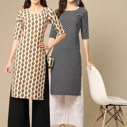 KALINI Women Pack of 2 Ethnic Motifs Crepe Kurta-picture-10