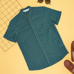 indus route by Pantaloons Boys Geometric Printed Band Collar Shirts-image-61